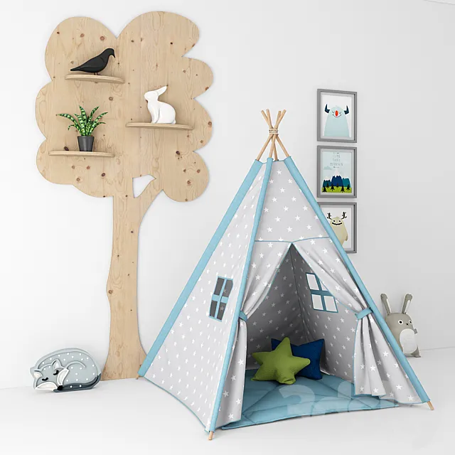 Decorative set for a nursery with a tent 3ds Max