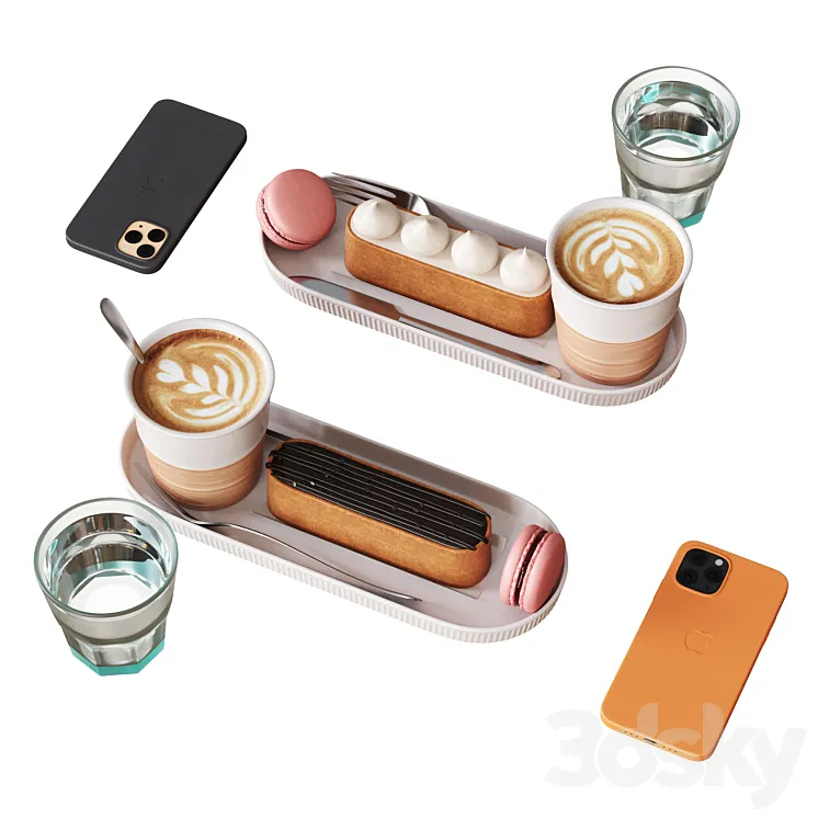 Decorative Set For Cafe Table Set3 3DS Max Model