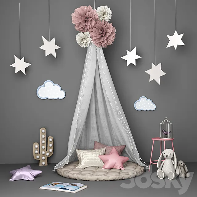 Decorative set for children with canopy 3DSMax File