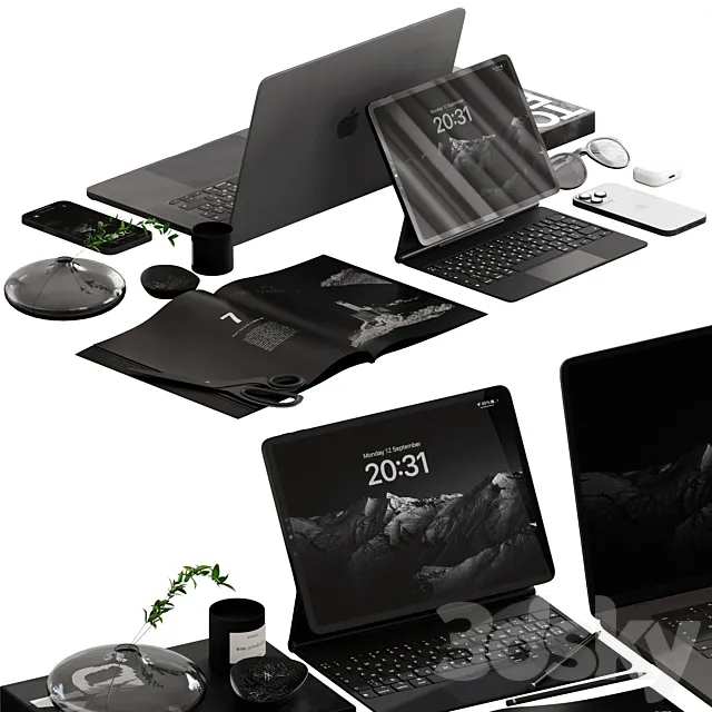 Decorative set for desktop 3ds Max