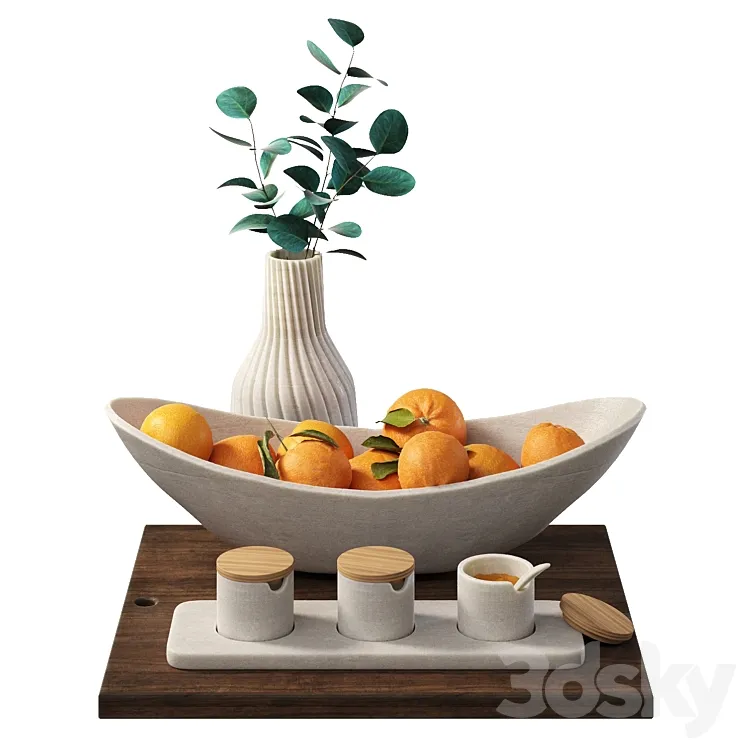 Decorative set for the kitchen with oranges 3DS Max