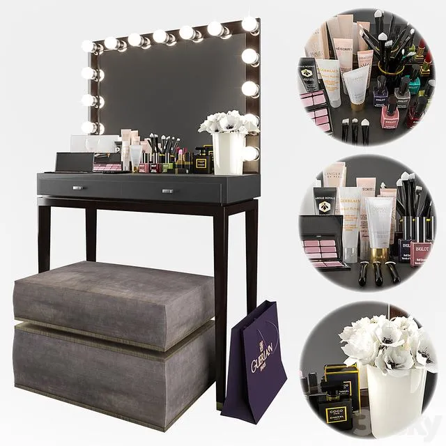 Decorative set furniture dressing table cosmetics 3dsMax Model