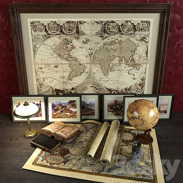 Decorative set geographer 3ds Max