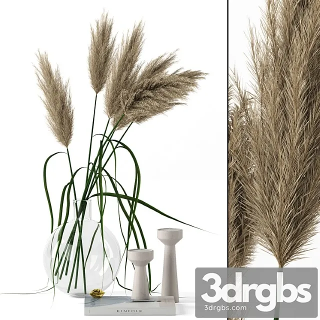 Decorative set Grass in round vase 3dsmax Download