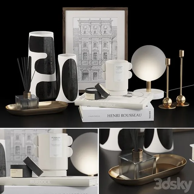 Decorative set H&M with Franca NYC Vases 3dsMax Model