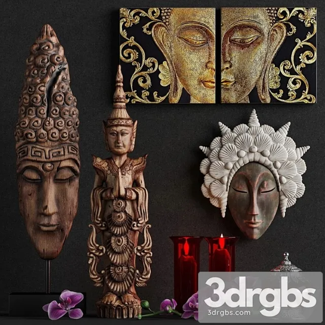Decorative Set In Asian Style Factory Designtoscano 3dsmax Download