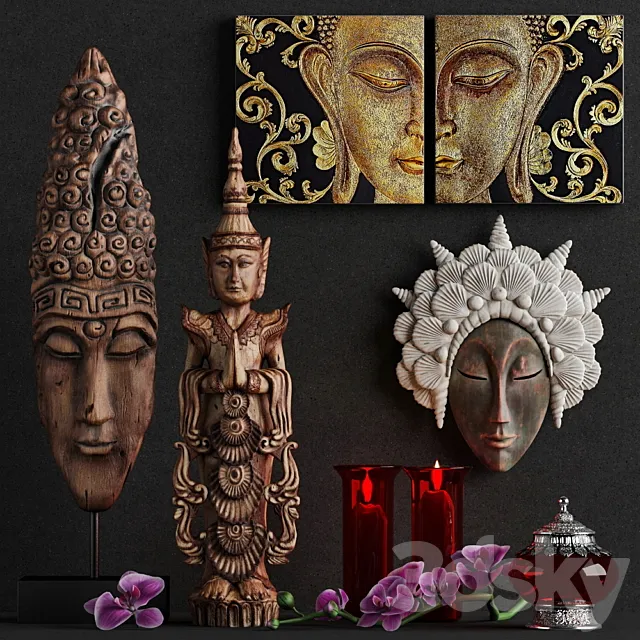 Decorative set in Asian style – factory “DesignToscano” 3DSMax File