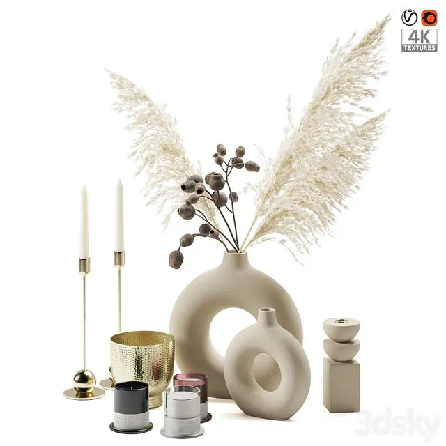 Decorative set in beige tones in the Scandinavian (minimal) style 3dsMax Model