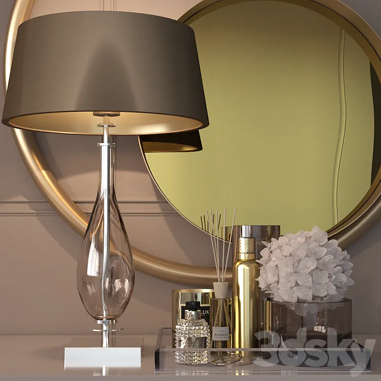 Decorative set in gold for the dressing table 3DS Max