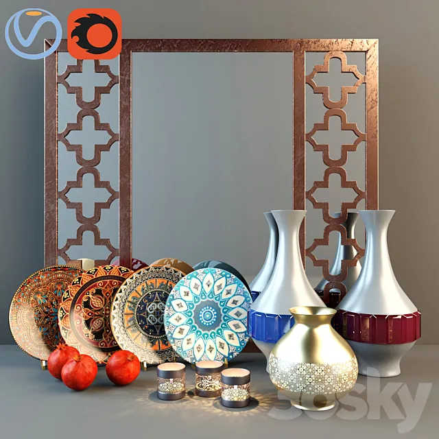 Decorative set in oriental style 3DS Max Model