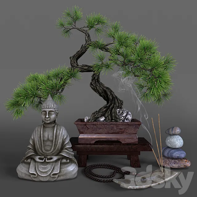 Decorative set in oriental style. 3ds Max
