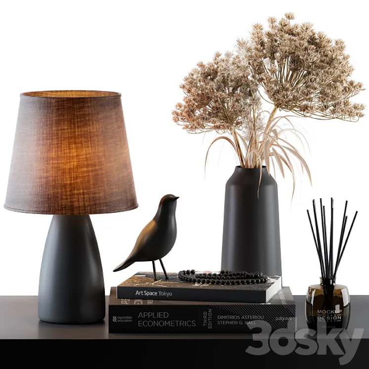 Decorative Set Lampshade with Dried Plants 3DS Max