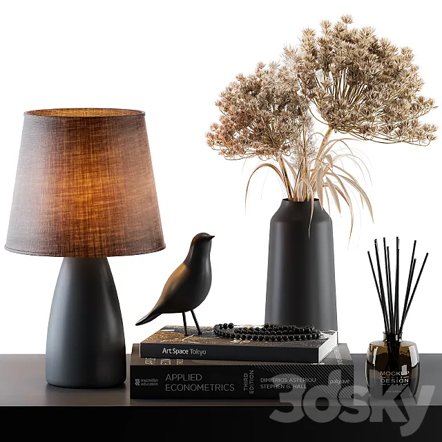 Decorative Set Lampshade with Dried Plants 3DSMax File