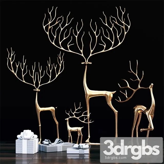 Decorative set Merry reindeer 3dsmax Download