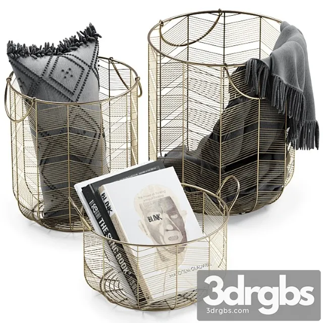 Decorative set Metal baskets decor 3dsmax Download