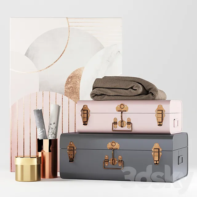 Decorative set of 2 Elori suitcase chests 3DSMax File