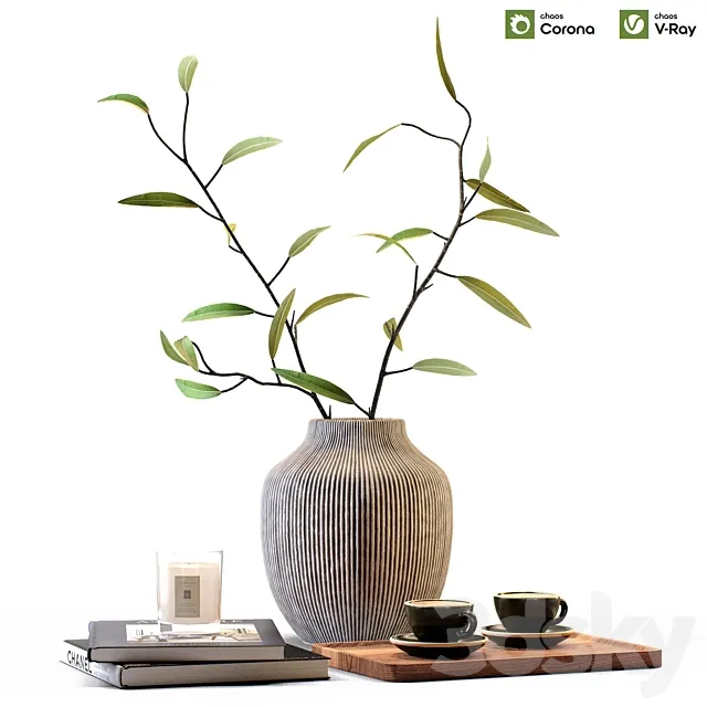 Decorative set of 20 coffees and books 3ds Max