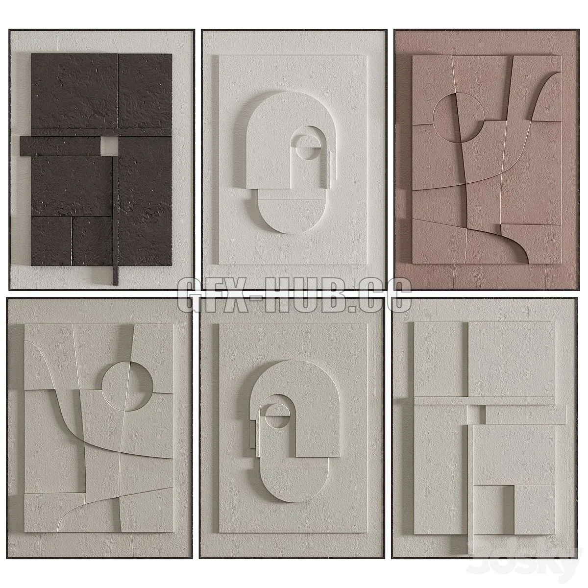 Decorative set of art paintings 11 3dsMax Model