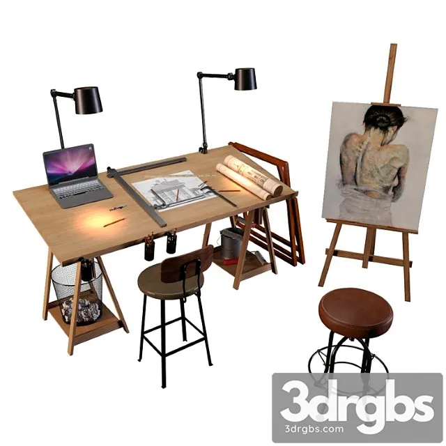 Decorative Set Of Art Workshop 3dsmax Download