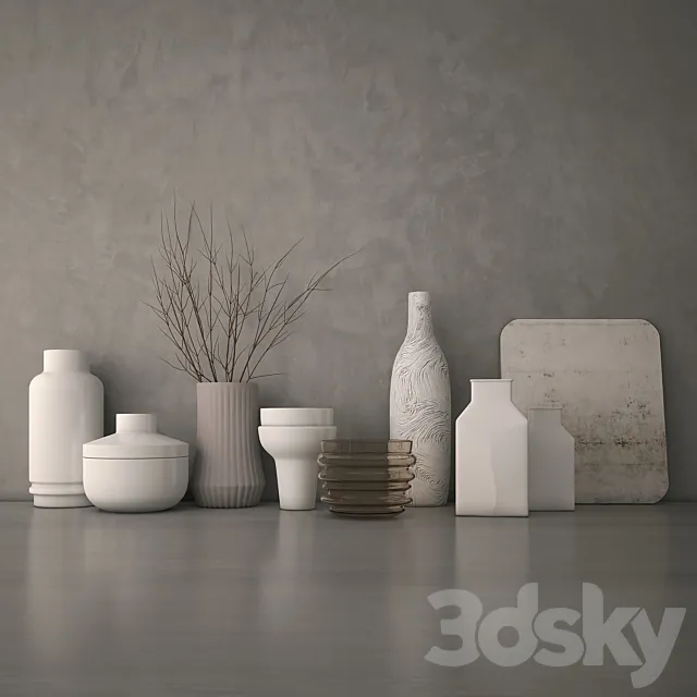 Decorative set of vases 3DS Max Model