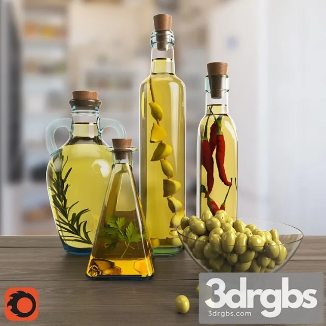 Decorative Set Oil In Bottles 3dsmax Download