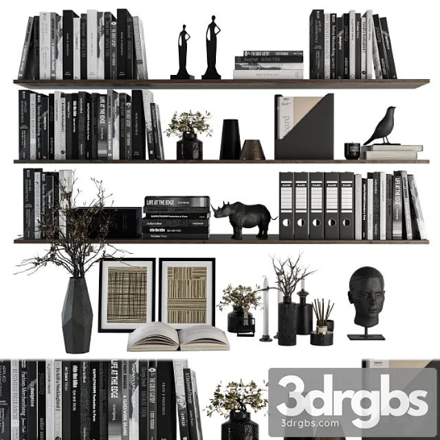 Decorative set on shelves and decor objects 3dsmax Download