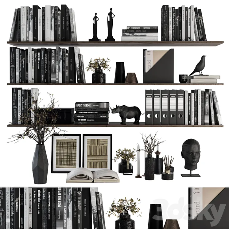 Decorative Set on Shelves and Decor objects 3DS Max