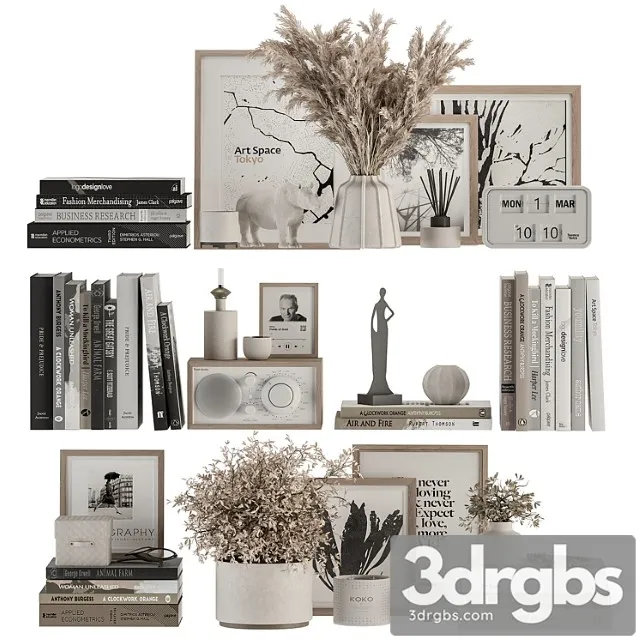 Decorative set on shelves and decor objects – set 12