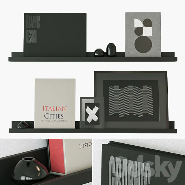 Decorative set on the shelves 3DSMax File