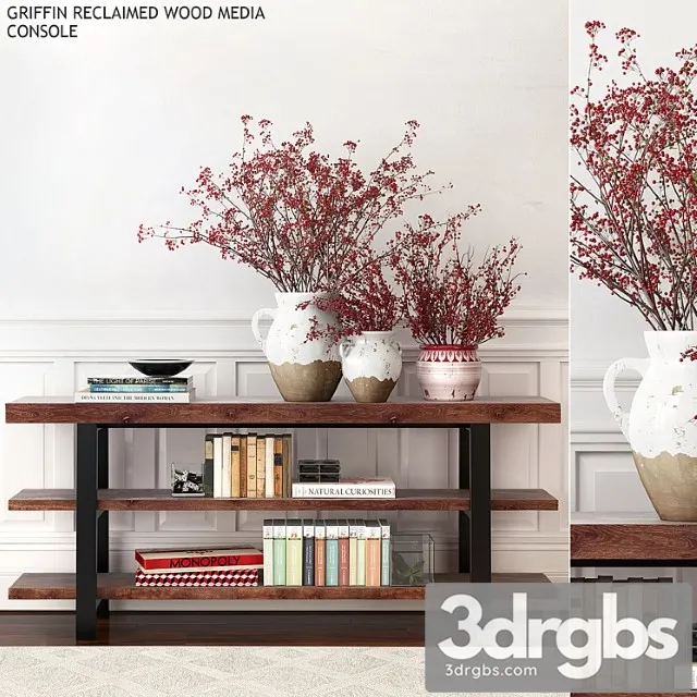 Decorative set Pottery barn griffin reclaimed wood media console 3dsmax Download
