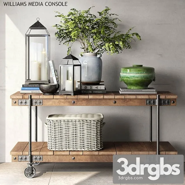 Decorative set Pottery barn williams media console 3dsmax Download