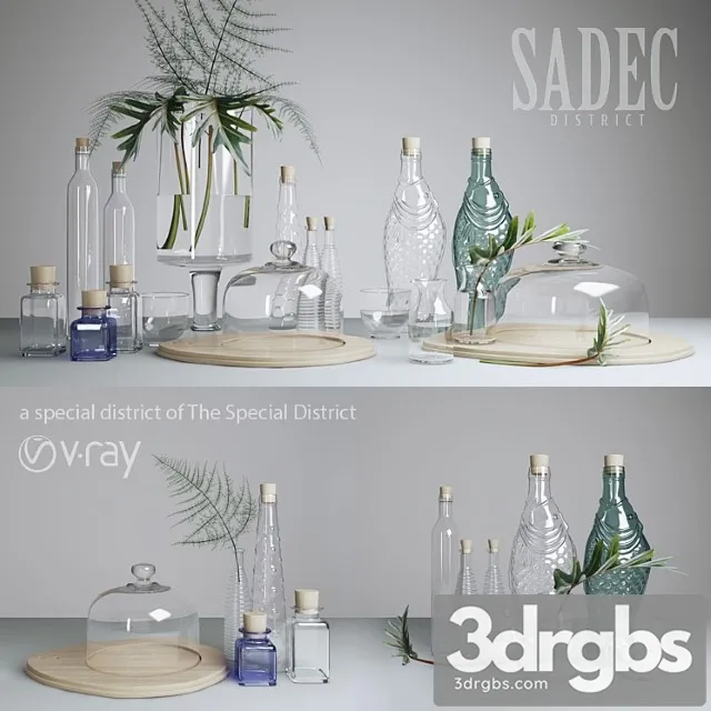 Decorative set Sadec district glassware 3dsmax Download