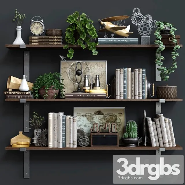 Decorative set Shelf industrial plank rh 3dsmax Download