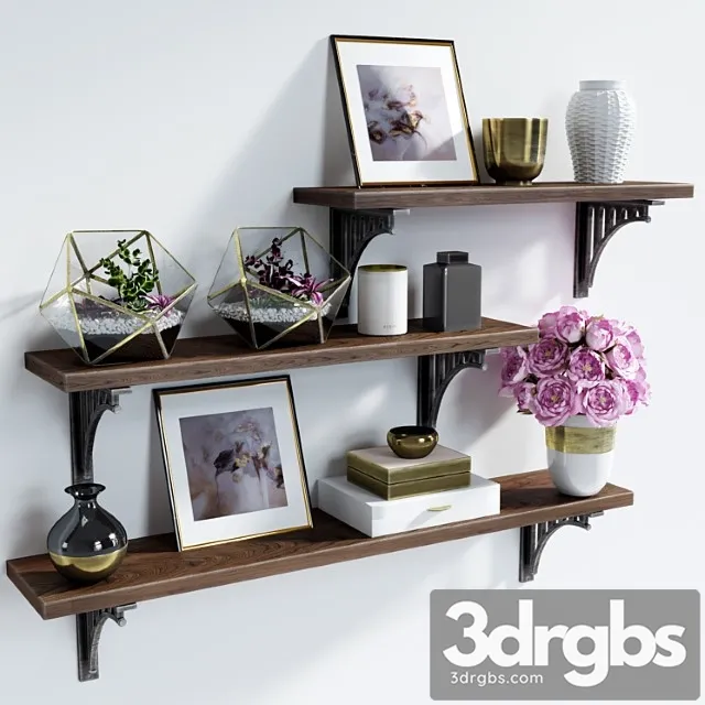Decorative set Shelf pottery barn bridge bracket 3dsmax Download