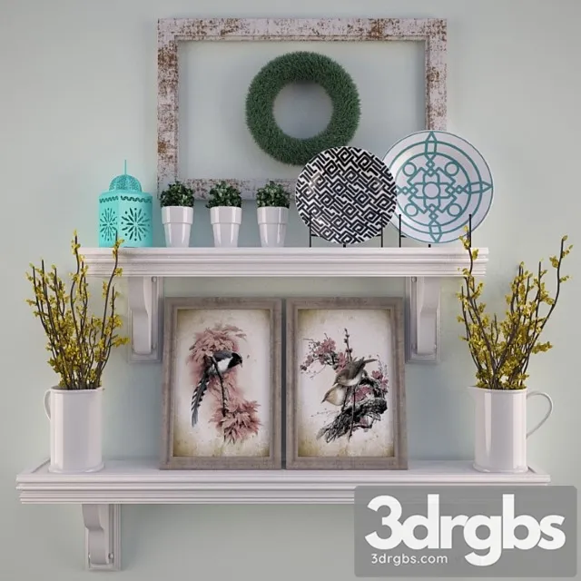 Decorative set Shelves for kitchen 3dsmax Download