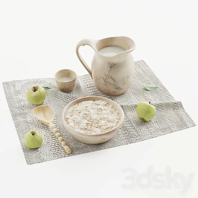 Decorative set Simple Russian food 3ds Max