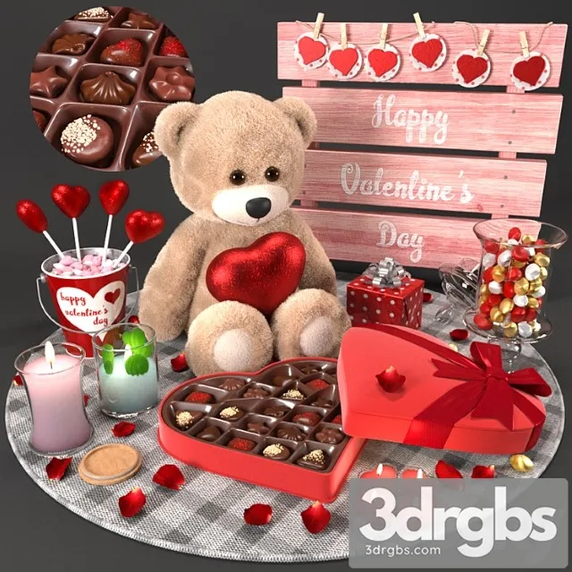 Decorative set Valentine set 3dsmax Download