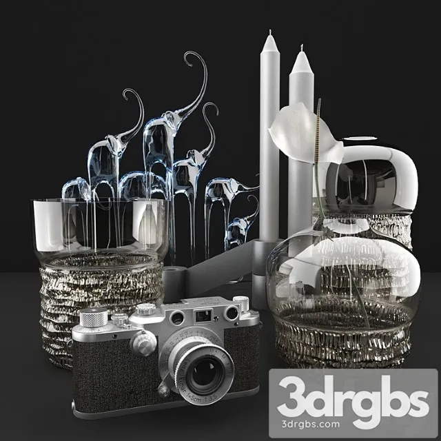 Decorative set Vases and camera leica 3dsmax Download