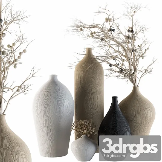 Decorative set vases and dry branch – set 44 3dsmax Download