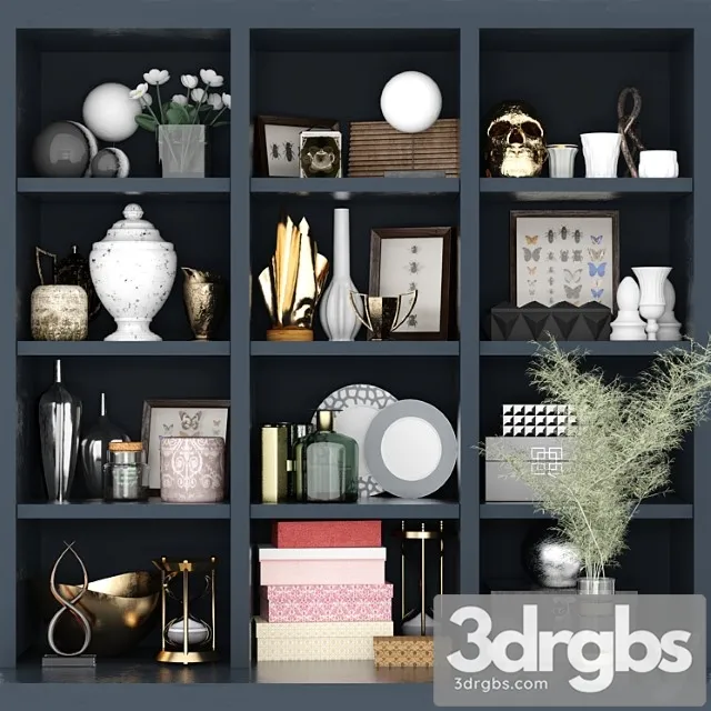 Decorative set Wardrobe with decor 8 3dsmax Download