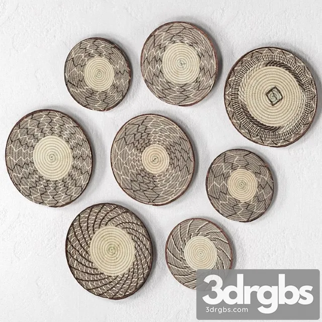 Decorative set Wicker african wall baskets. 3dsmax Download