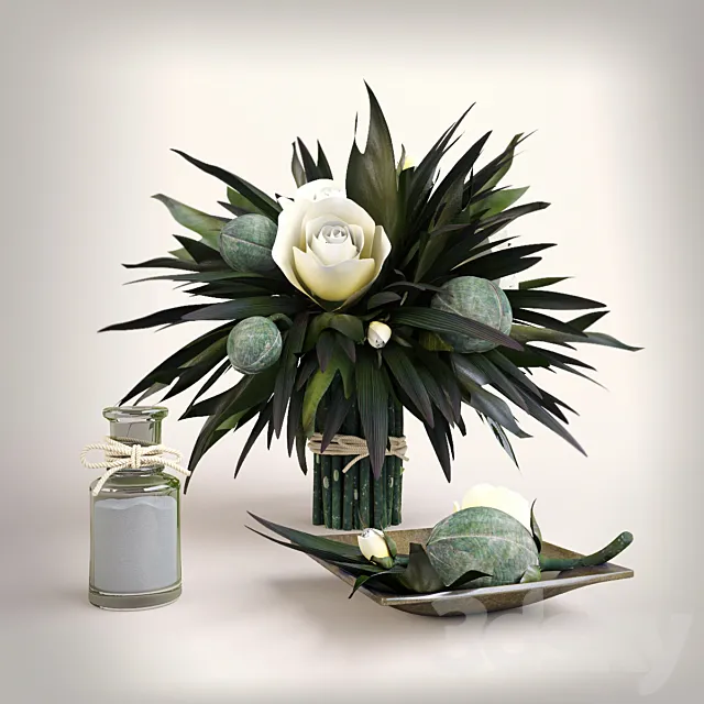 Decorative set with a bouquet 3DSMax File