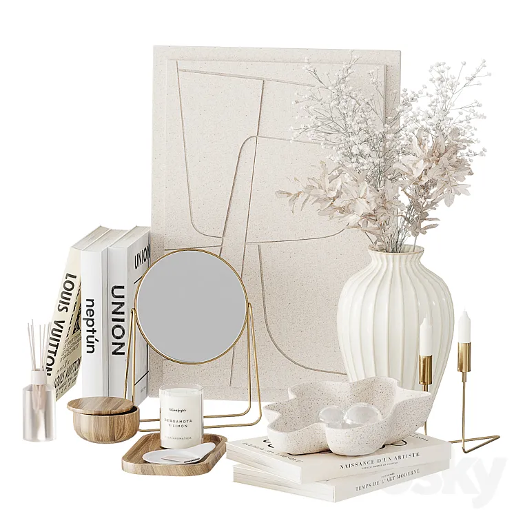 Decorative set with a bouquet of dried flowers 3DS Max