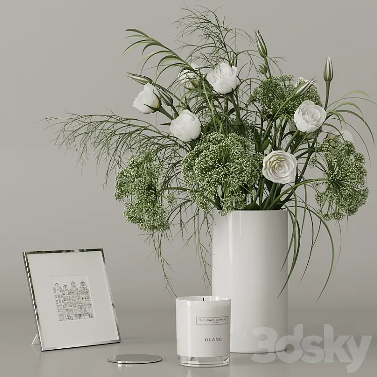Decorative set with a green bouquet 3DS Max