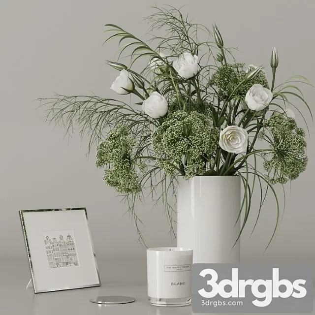 Decorative set with a green bouquet