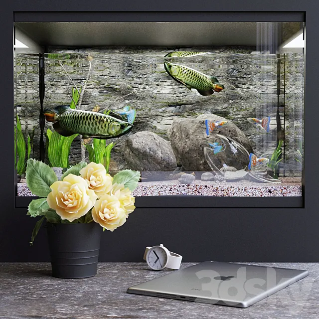 Decorative set with aquarium 3DSMax File