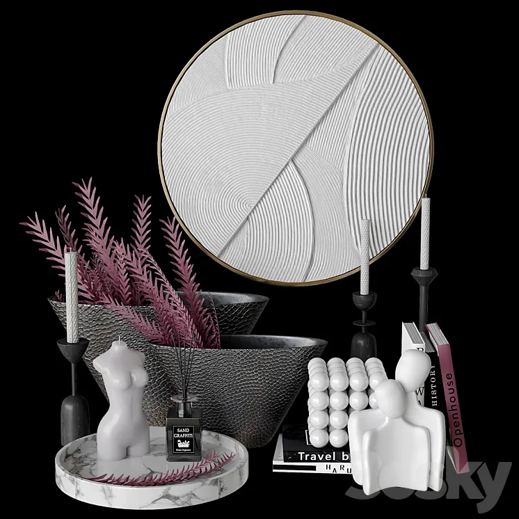 Decorative set with bas-relief 3DS Max