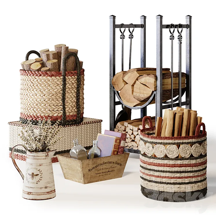 Decorative Set with Baskets 01 3DS Max Model