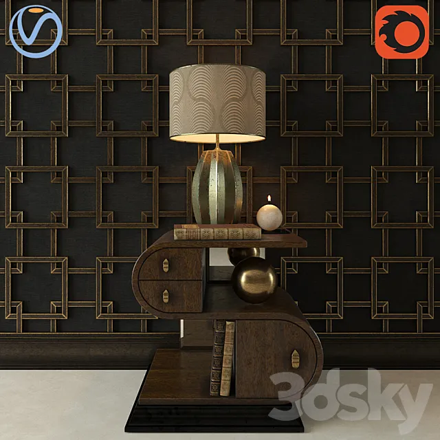 Decorative set with bedside tables 3DS Max Model