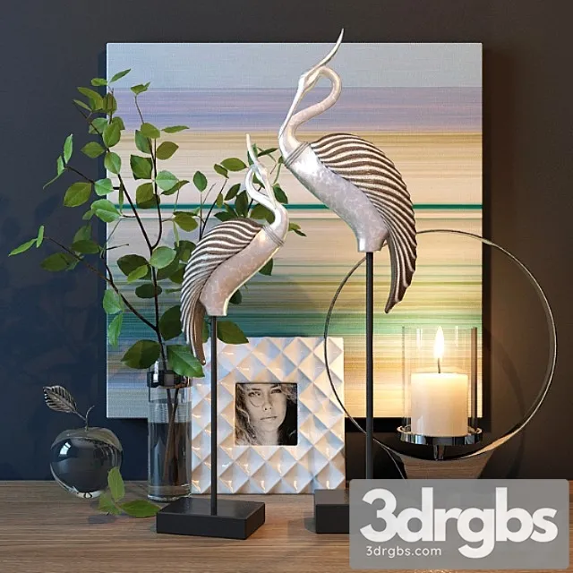 Decorative set with birds 3dsmax Download